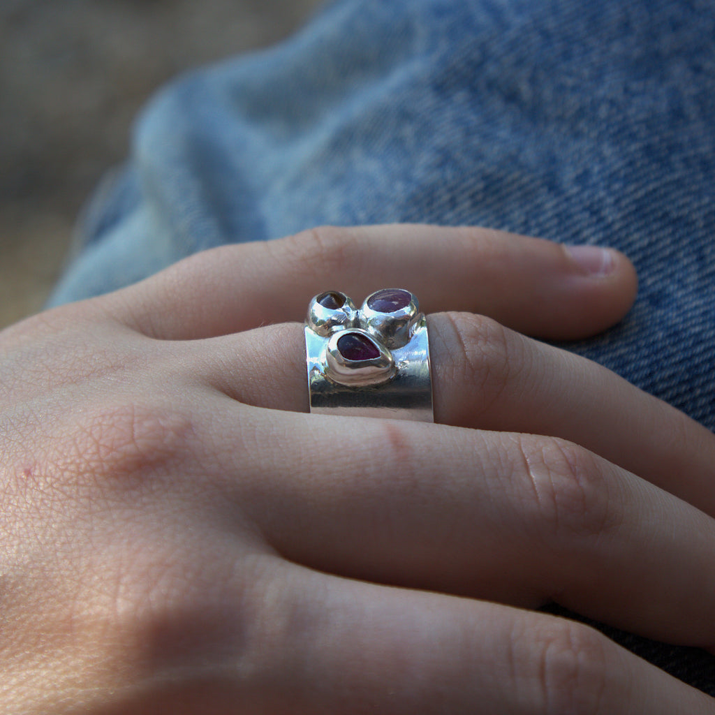 Handmade sterling silver Ring with natural crystal – Emilia Rose Designs