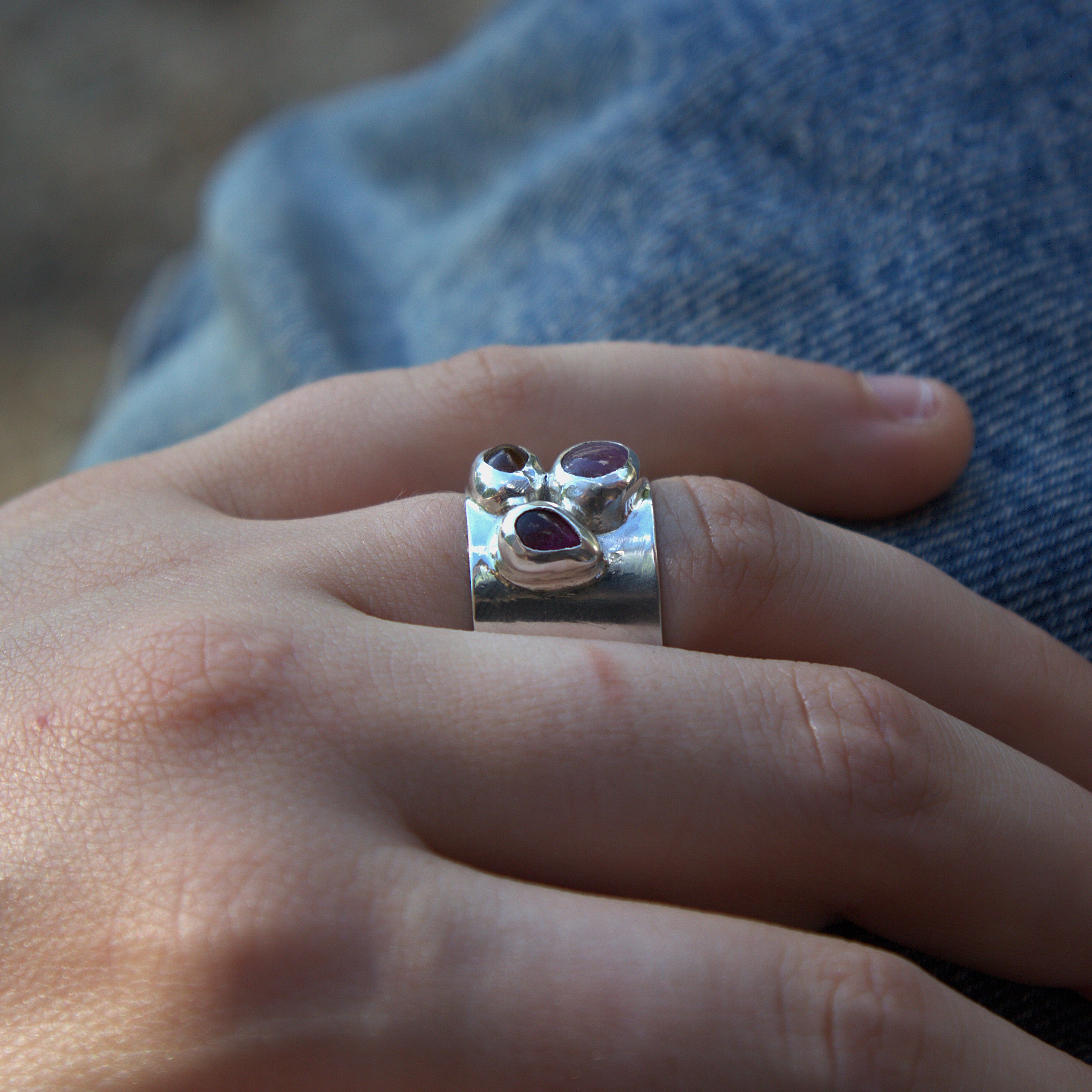 Tri Stone Ring, Size N - 6 3/4