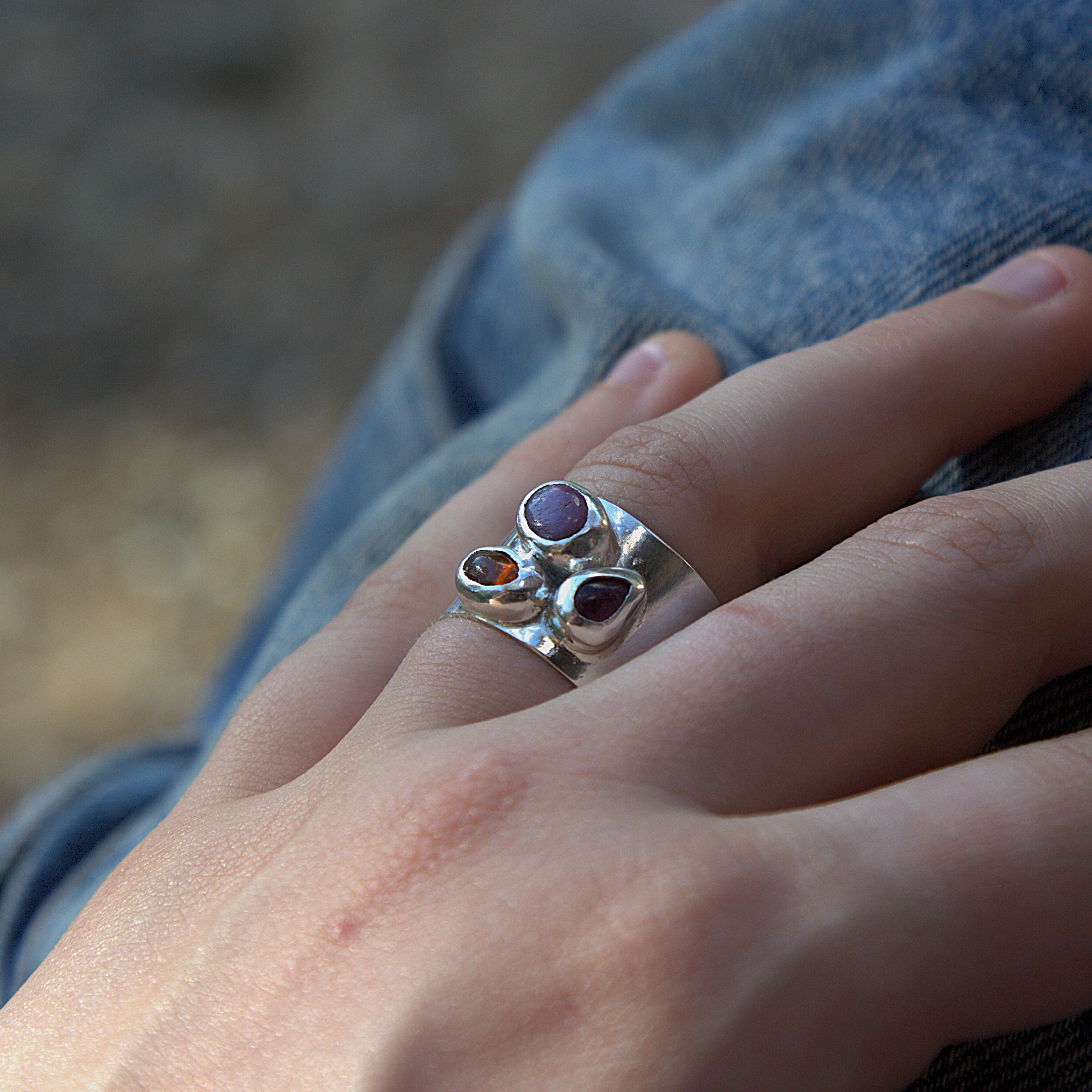 Tri Stone Ring, Size N - 6 3/4