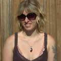 Handmade sterling silver Amber Leaf Pendant with natural crystal – Emilia Rose Designs