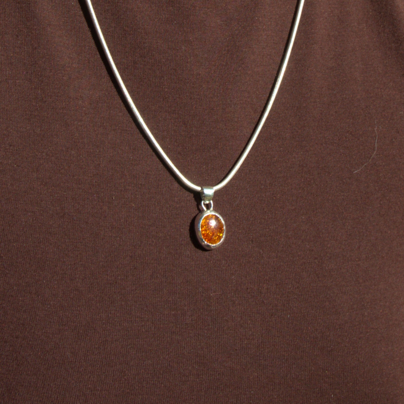 Handmade sterling silver Amber Pendant with natural crystal – Emilia Rose Designs