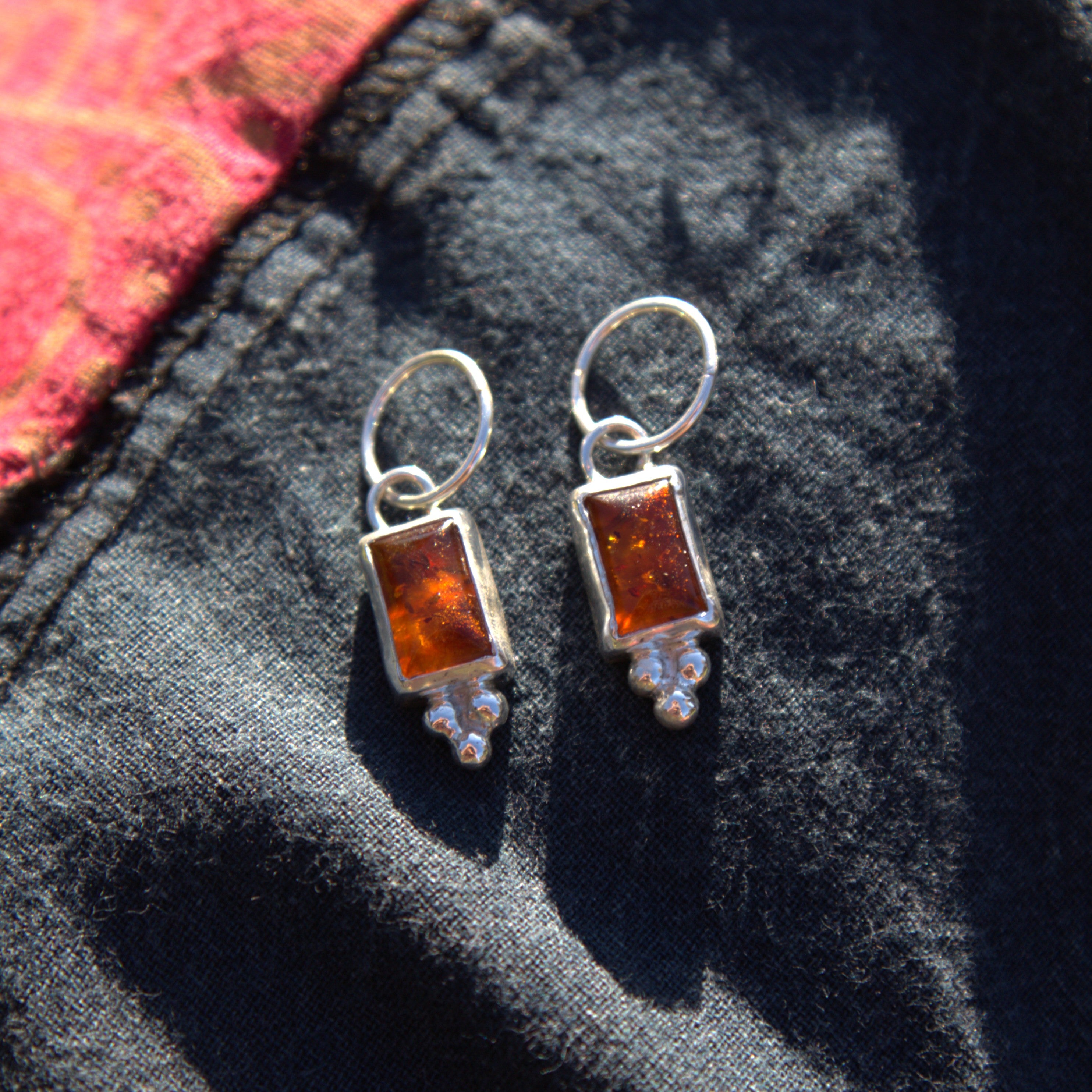 Handmade sterling silver Amber Earring with natural crystal – Emilia Rose Designs