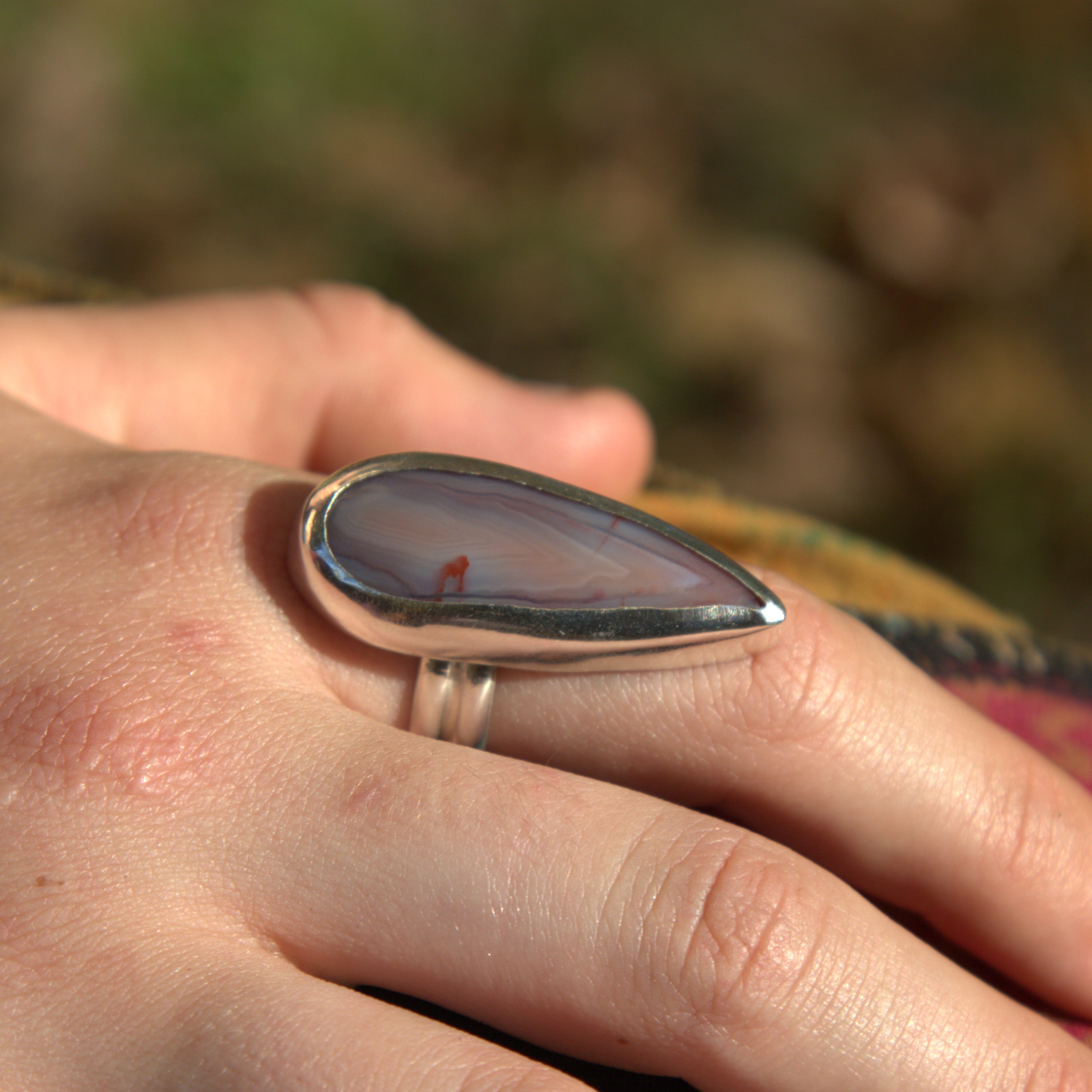 Handmade sterling silver Agate Ring with natural crystal – Emilia Rose Designs
