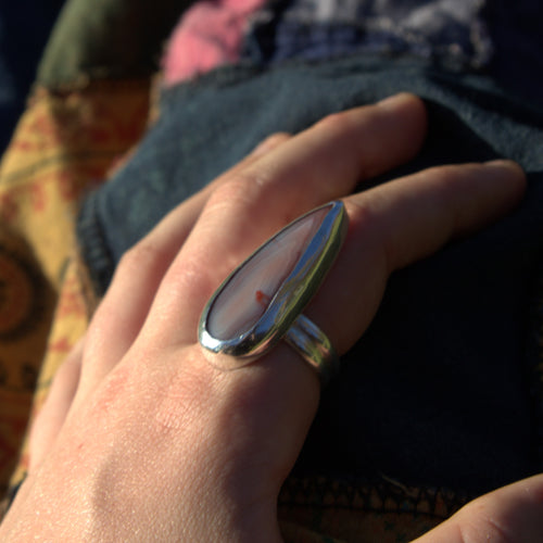 Handmade sterling silver Agate Ring with natural crystal – Emilia Rose Designs