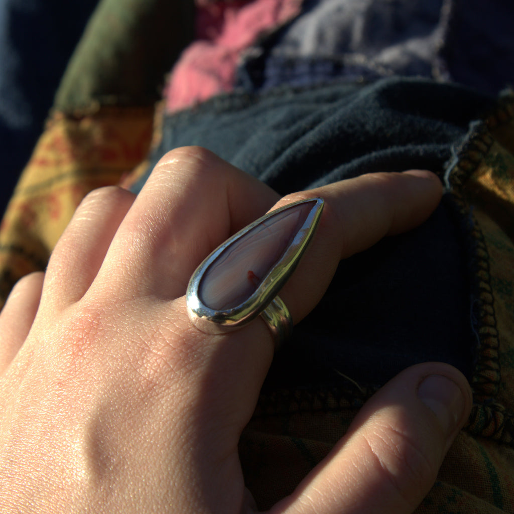 Handmade sterling silver Agate Ring with natural crystal – Emilia Rose Designs