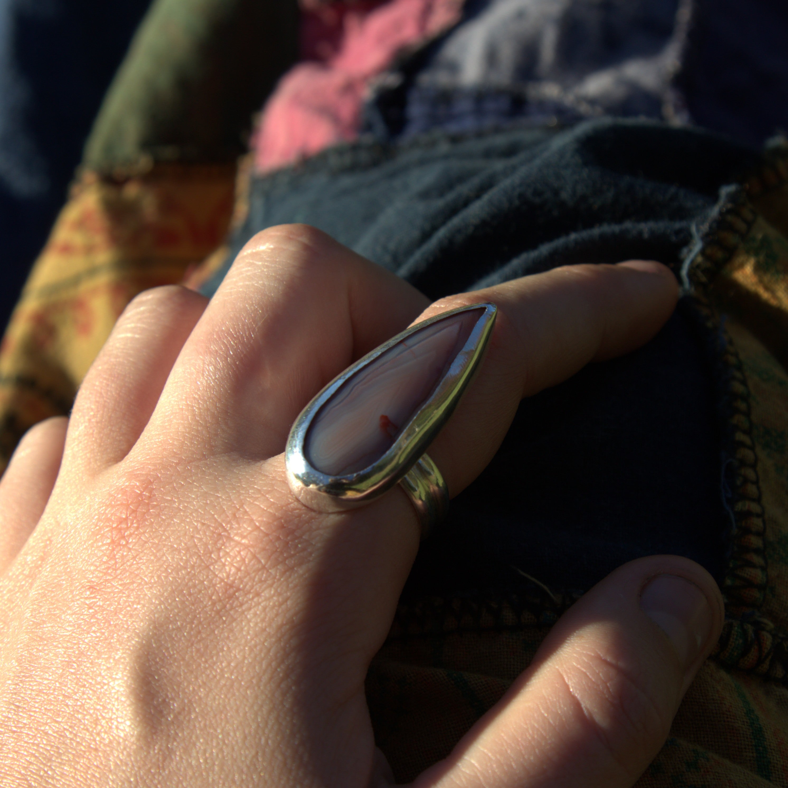 Handmade sterling silver Agate Ring with natural crystal – Emilia Rose Designs