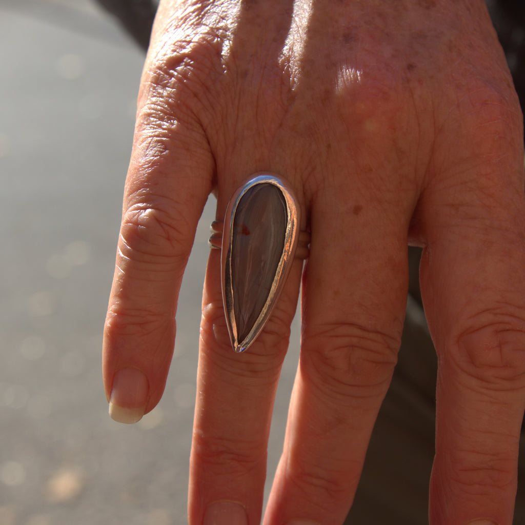 Handmade sterling silver Agate Ring with natural crystal – Emilia Rose Designs