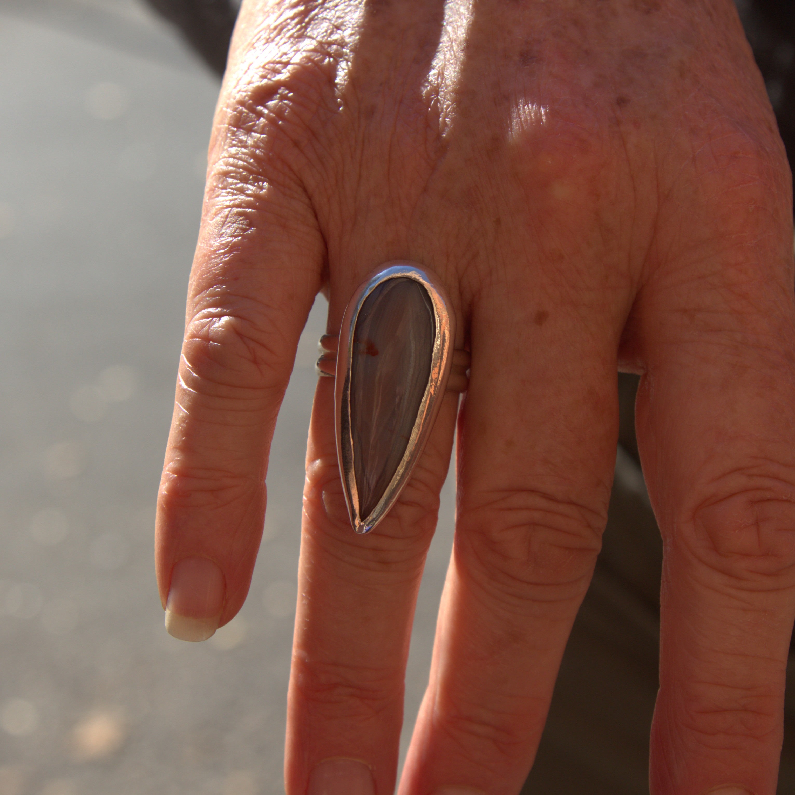 Handmade sterling silver Agate Ring with natural crystal – Emilia Rose Designs