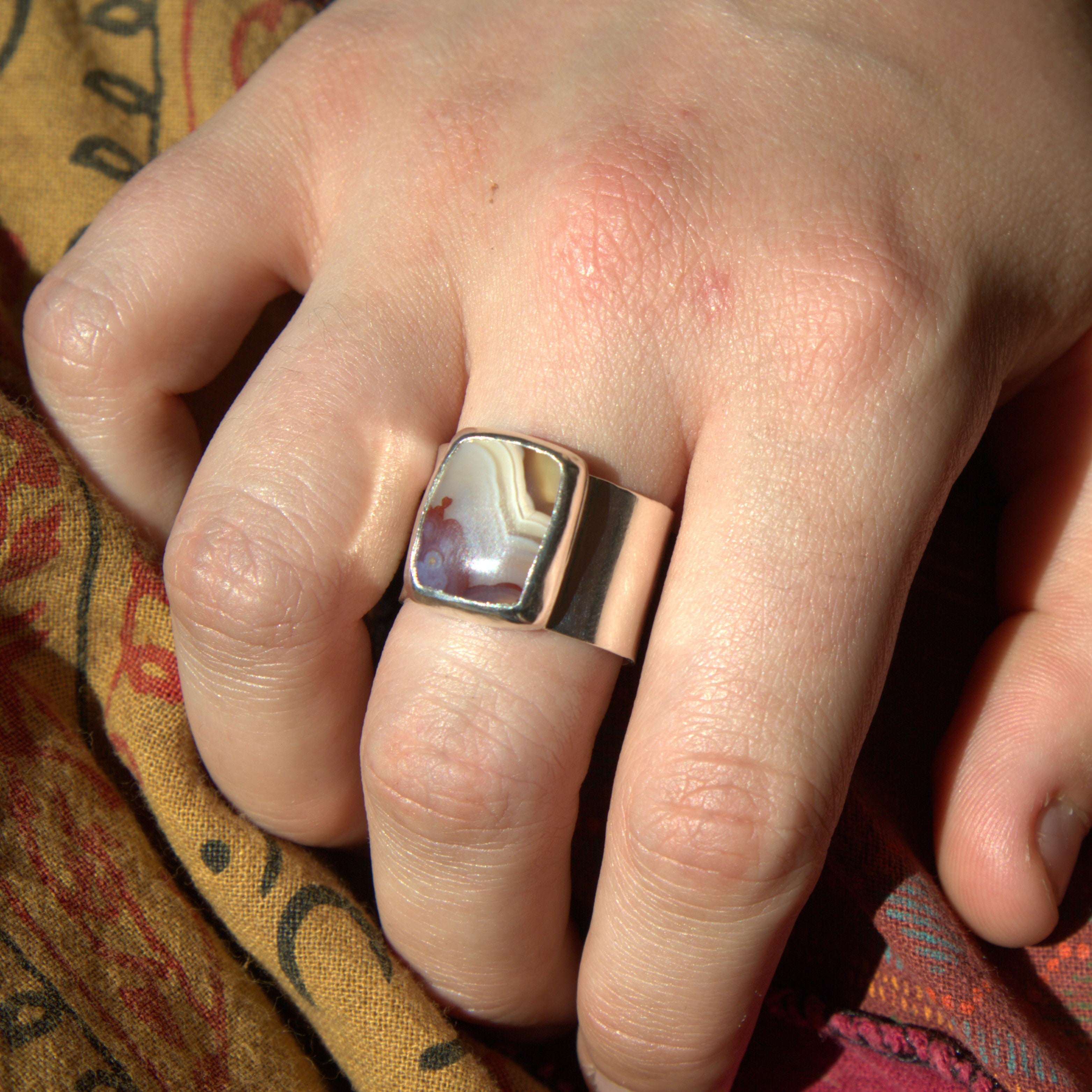 Handmade sterling silver Agate Ring with natural crystal – Emilia Rose Designs