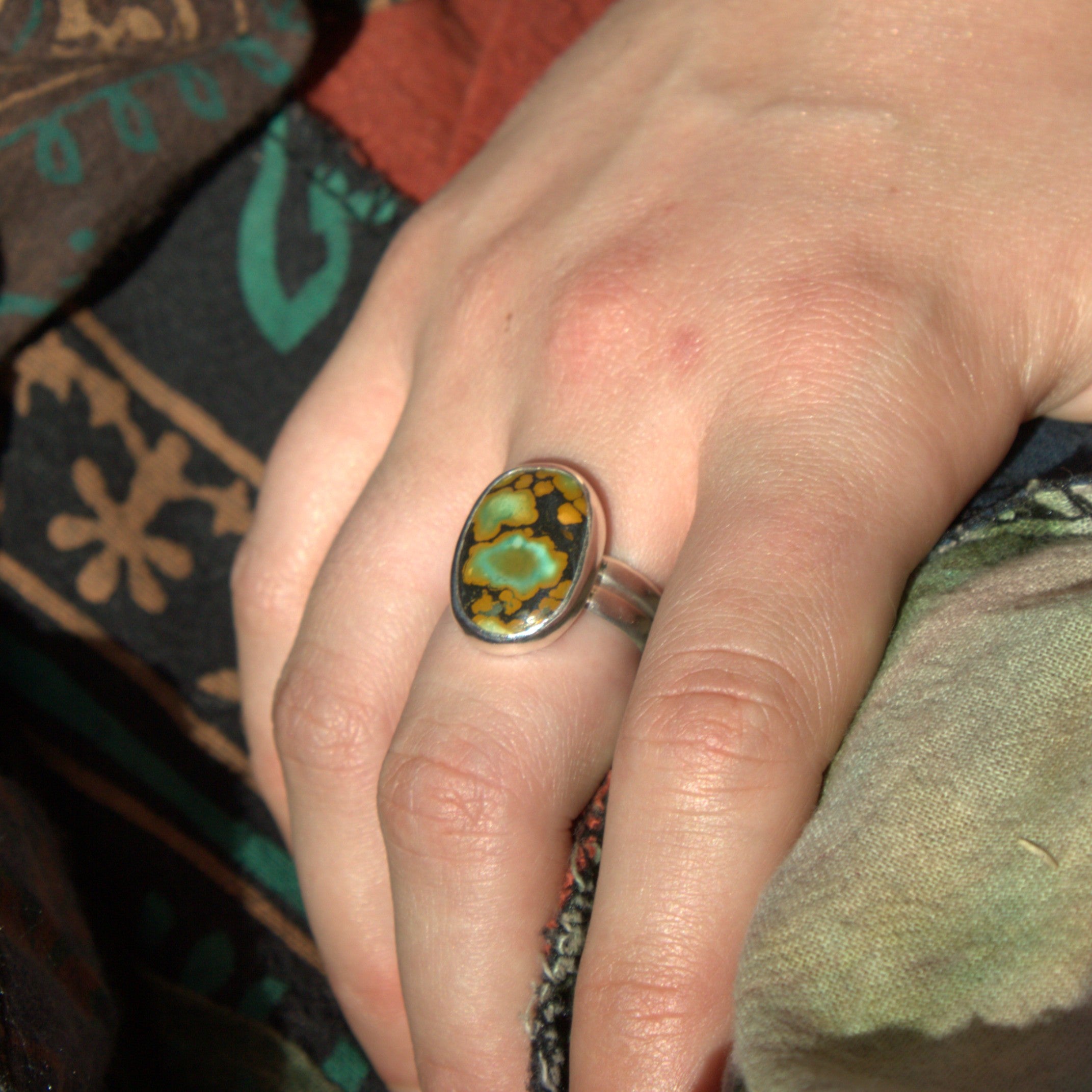 Handmade sterling silver Turquoise Ring with natural crystal – Emilia Rose Designs