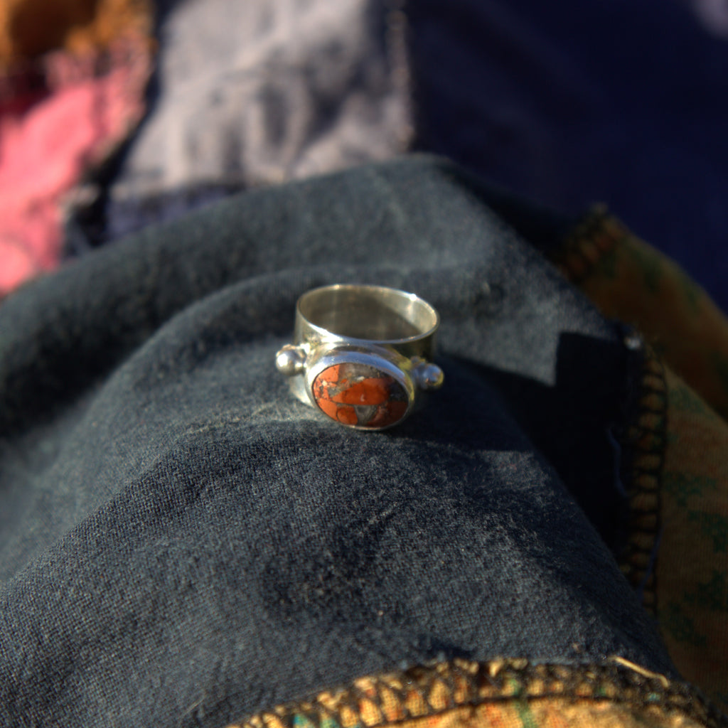 Handmade sterling silver Jasper Ring with natural crystal – Emilia Rose Designs