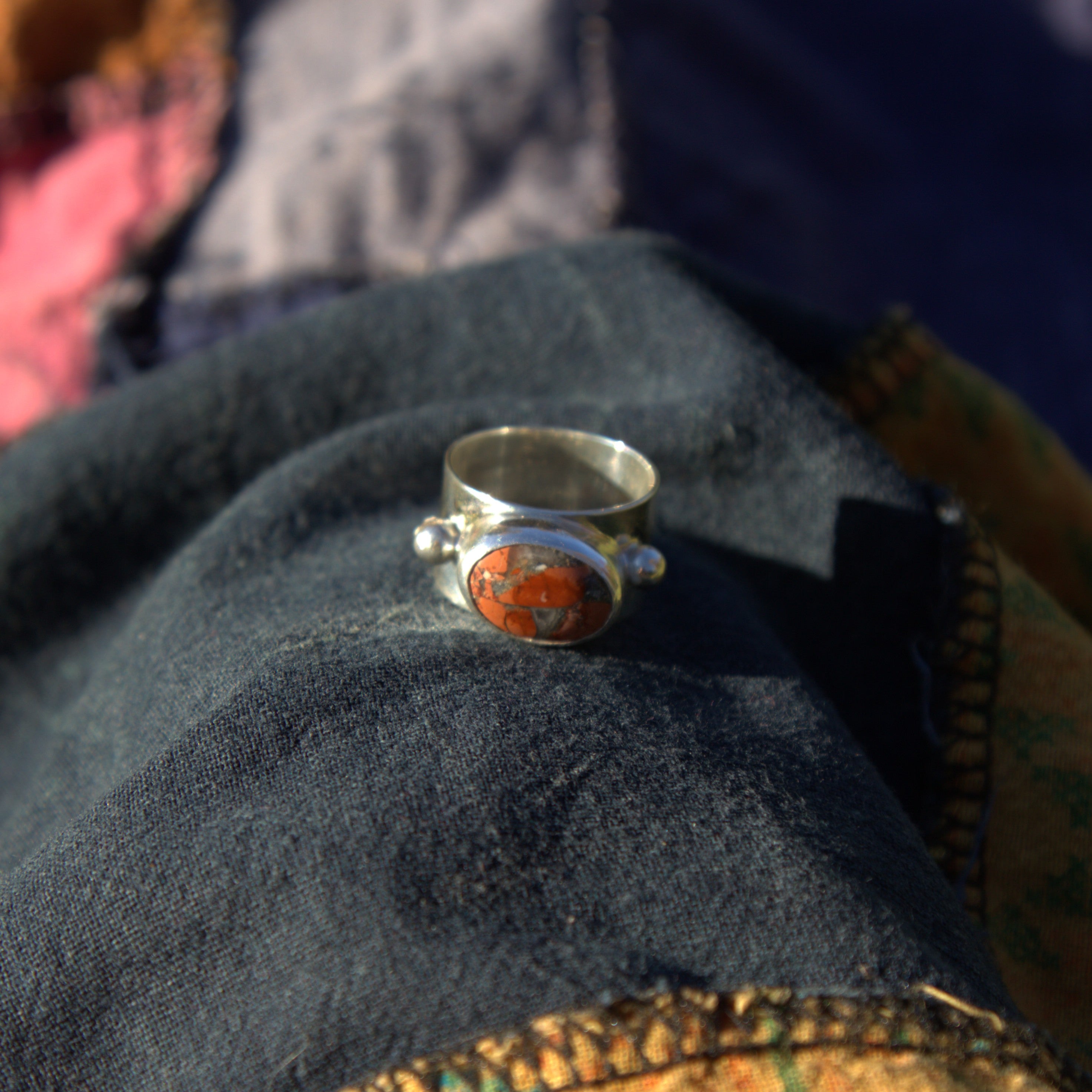 Handmade sterling silver Jasper Ring with natural crystal – Emilia Rose Designs