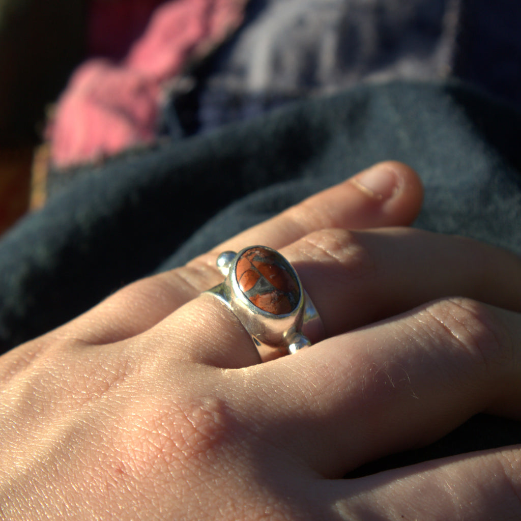 Handmade sterling silver Jasper Ring with natural crystal – Emilia Rose Designs