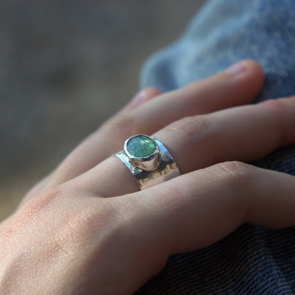 Handmade sterling silver Ring with natural crystal – Emilia Rose Designs