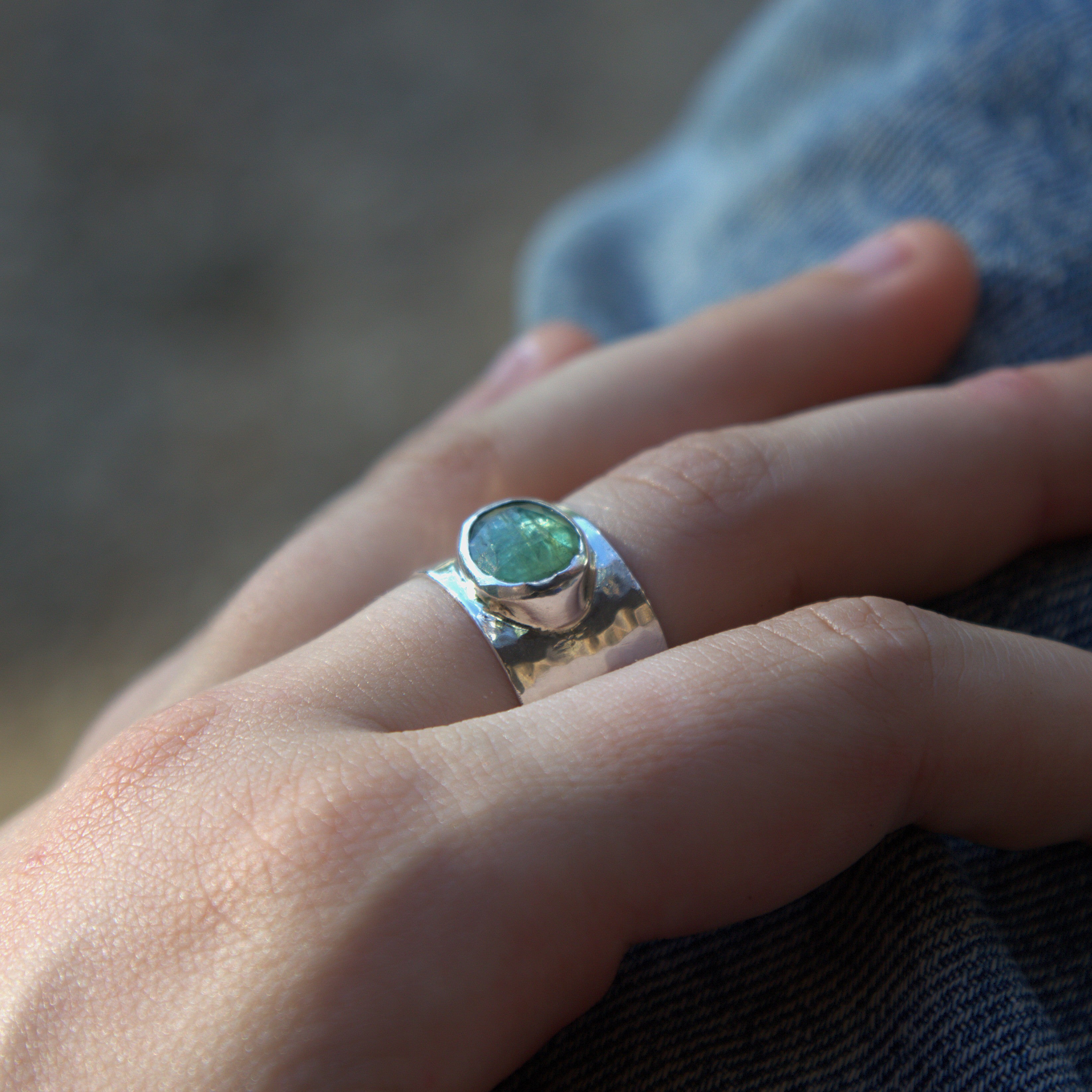 Mint Green Kyanite Ring, Size P 1/2 - 8