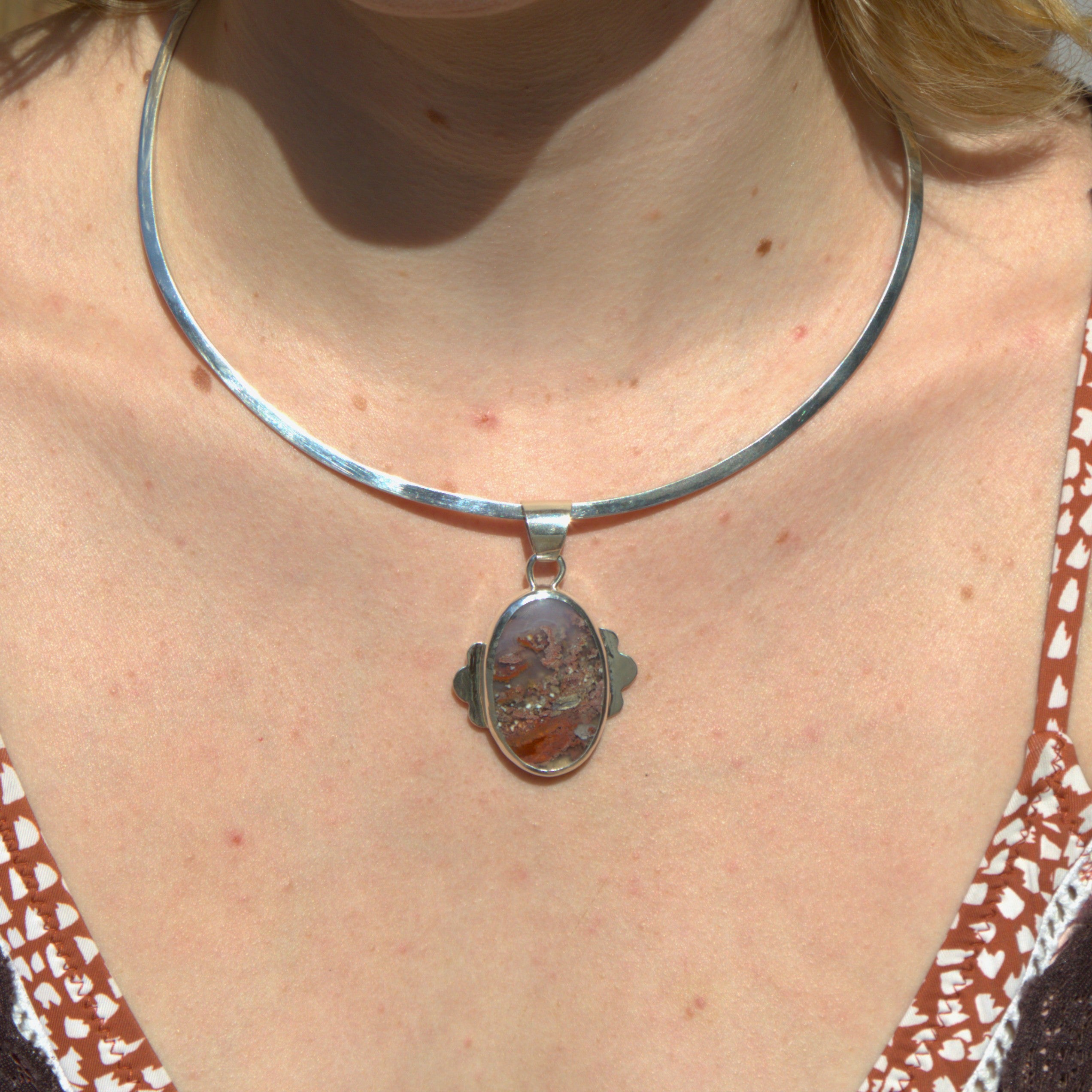 Handmade sterling silver Moss Agate Pendant with natural crystal – Emilia Rose Designs