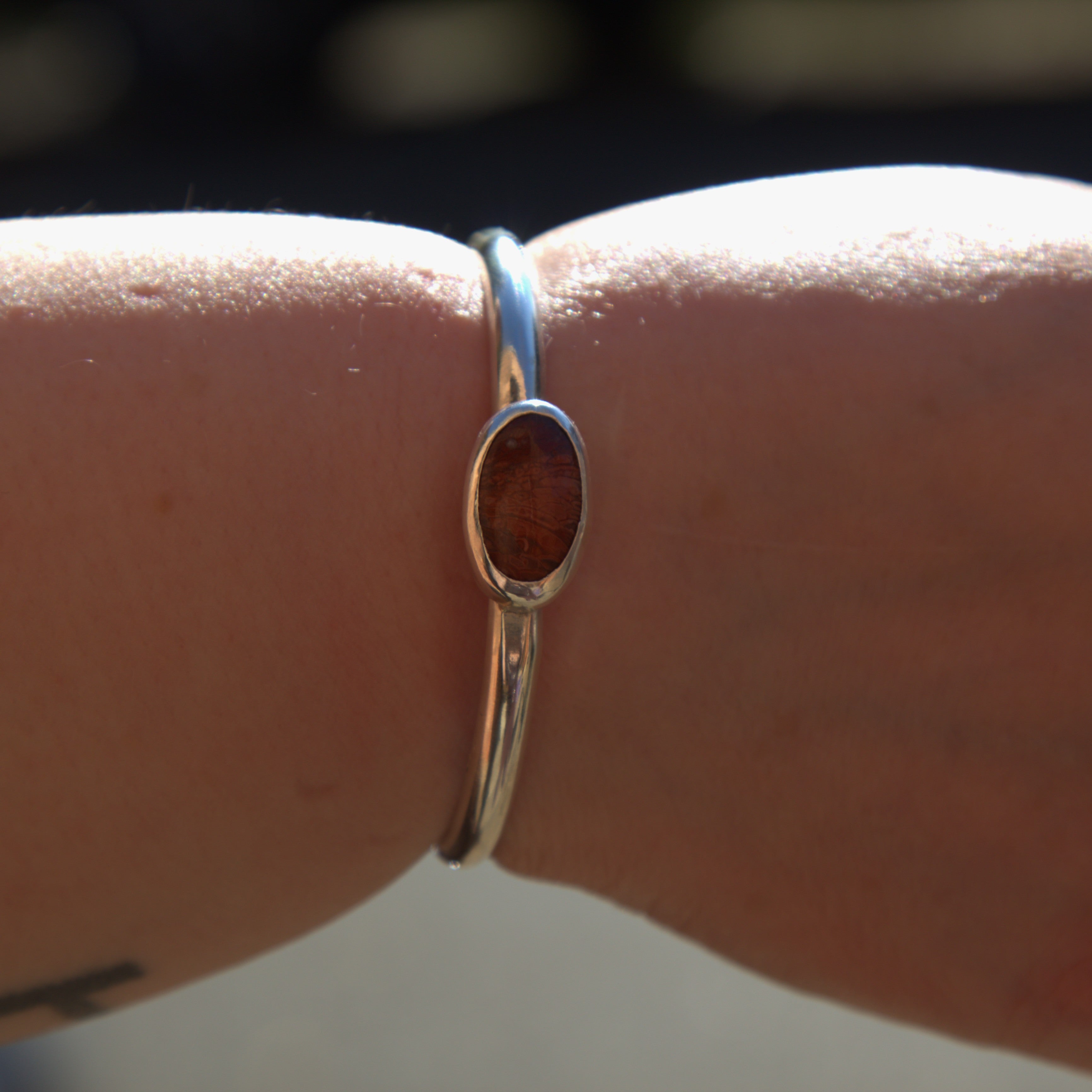 Handmade sterling silver Red Coral Cuff with natural crystal – Emilia Rose Designs
