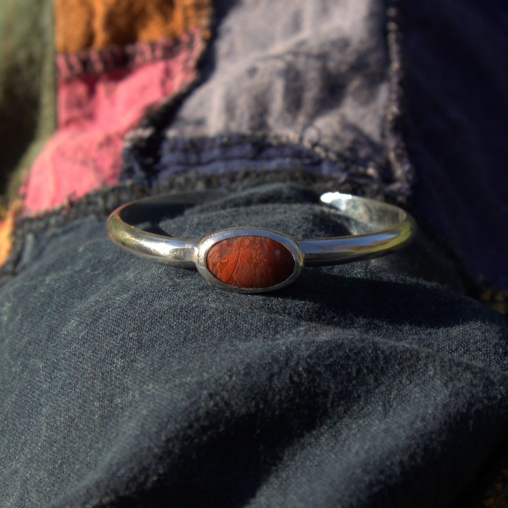 Handmade sterling silver Red Coral Cuff with natural crystal – Emilia Rose Designs