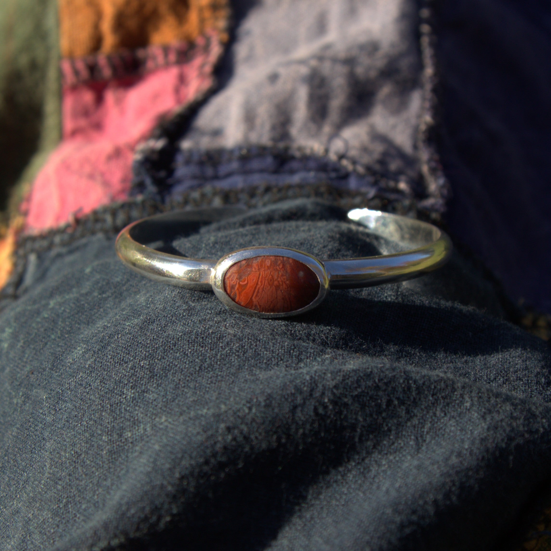 Handmade sterling silver Red Coral Cuff with natural crystal – Emilia Rose Designs