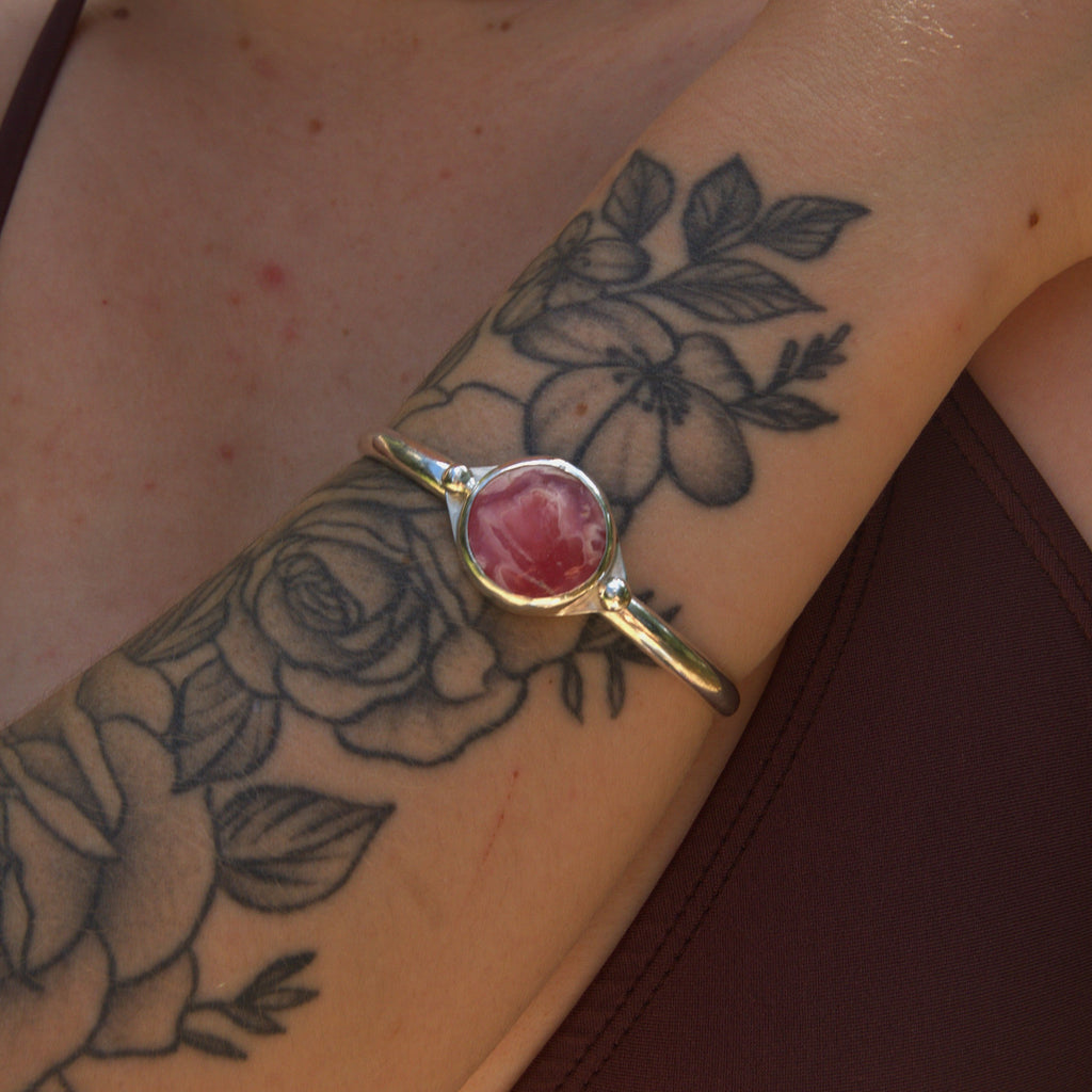 Handmade sterling silver Cuff with natural crystal – Emilia Rose Designs