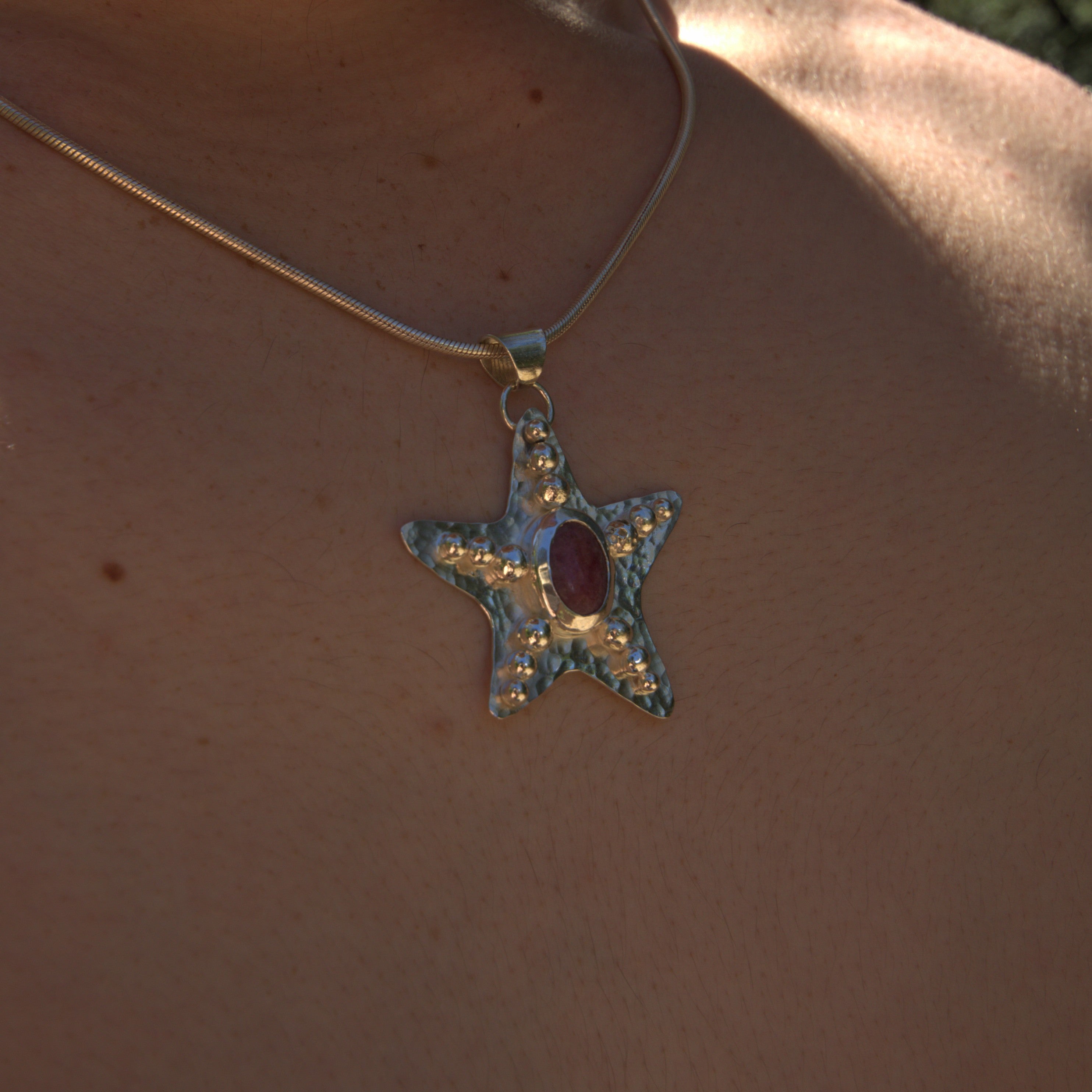 Rhodonite Starfish Pendant