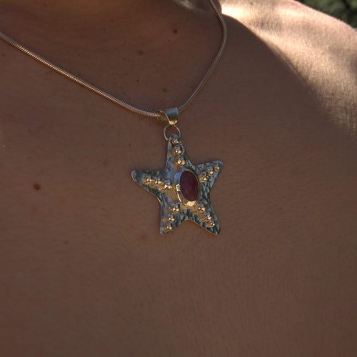 Rhodonite Starfish Pendant