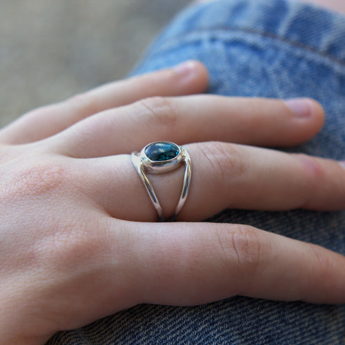 Sea Green Kyanite Eye Ring, Size O - 7 1/4