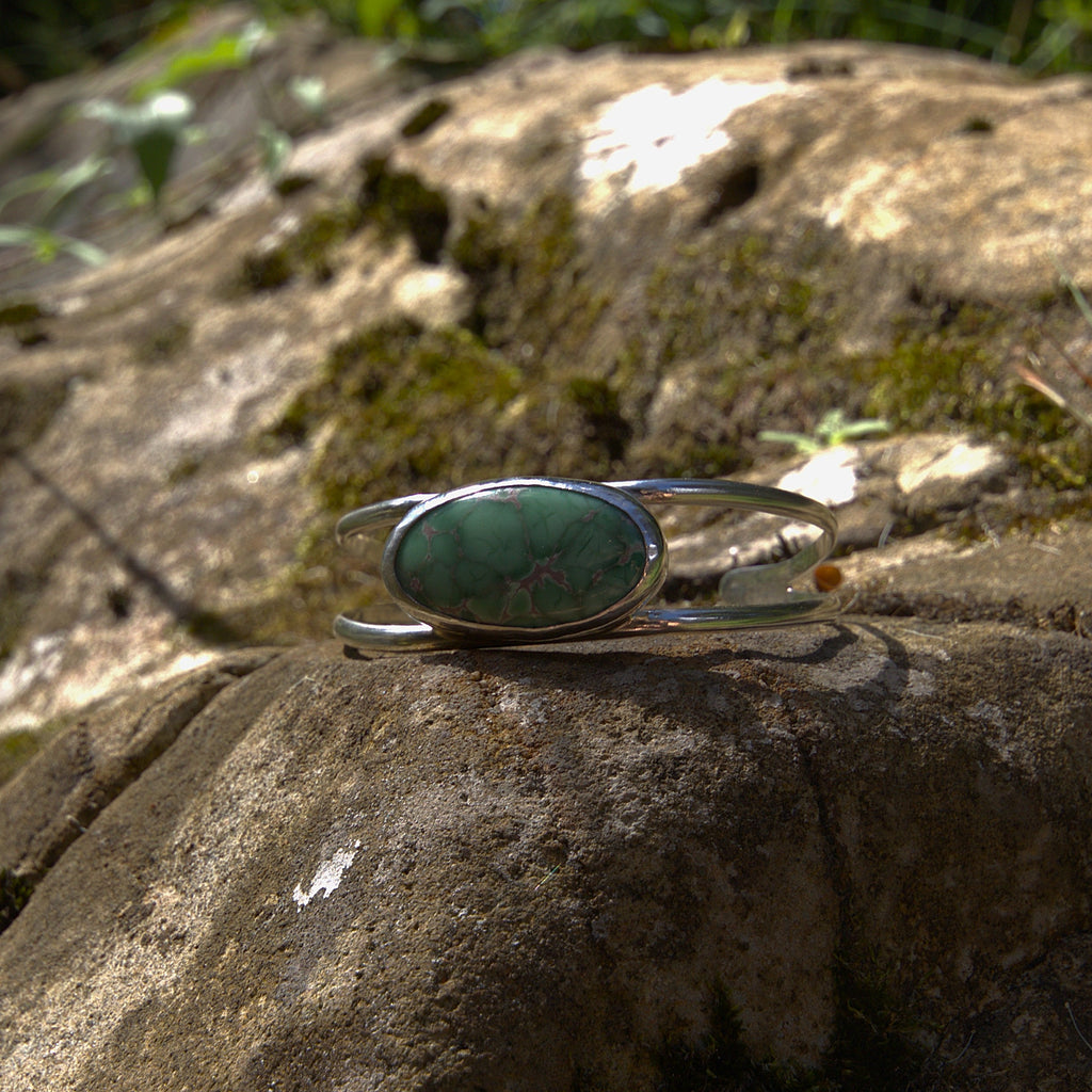 Handmade sterling silver Cuff with natural crystal – Emilia Rose Designs