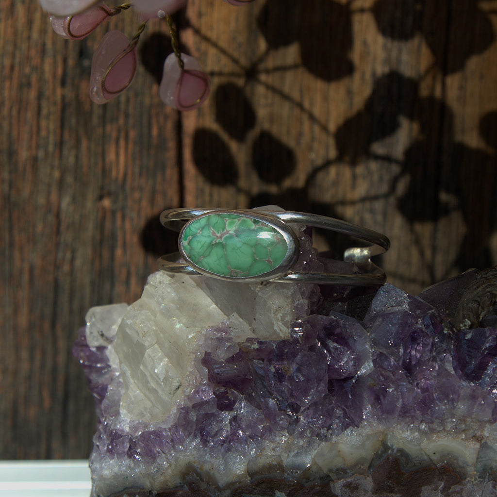Handmade sterling silver Cuff with natural crystal – Emilia Rose Designs