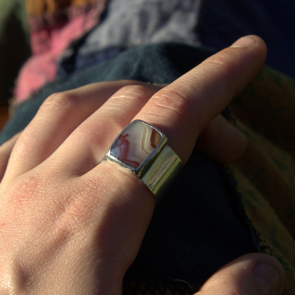 Handmade sterling silver Agate Ring with natural crystal – Emilia Rose Designs