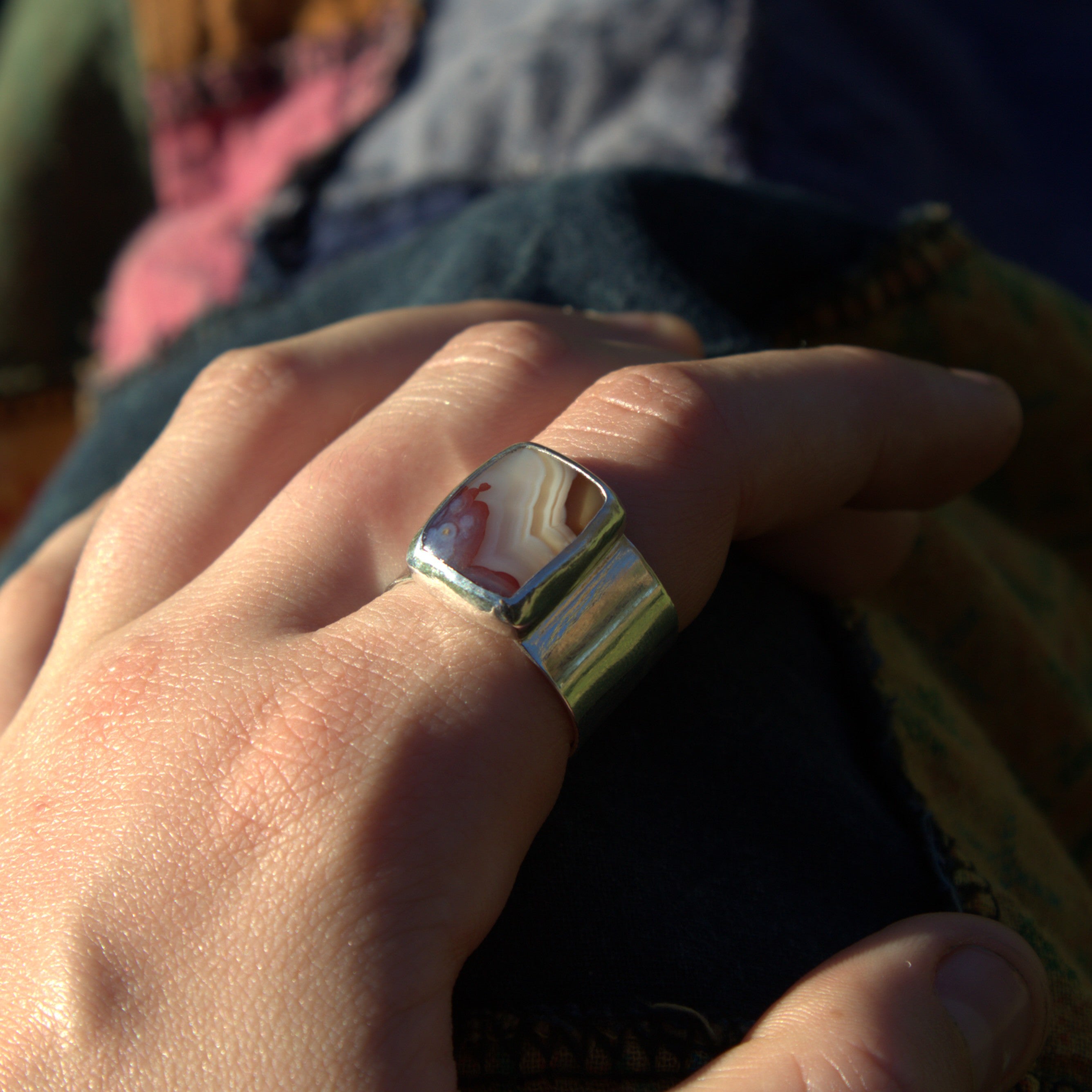 Handmade sterling silver Agate Ring with natural crystal – Emilia Rose Designs