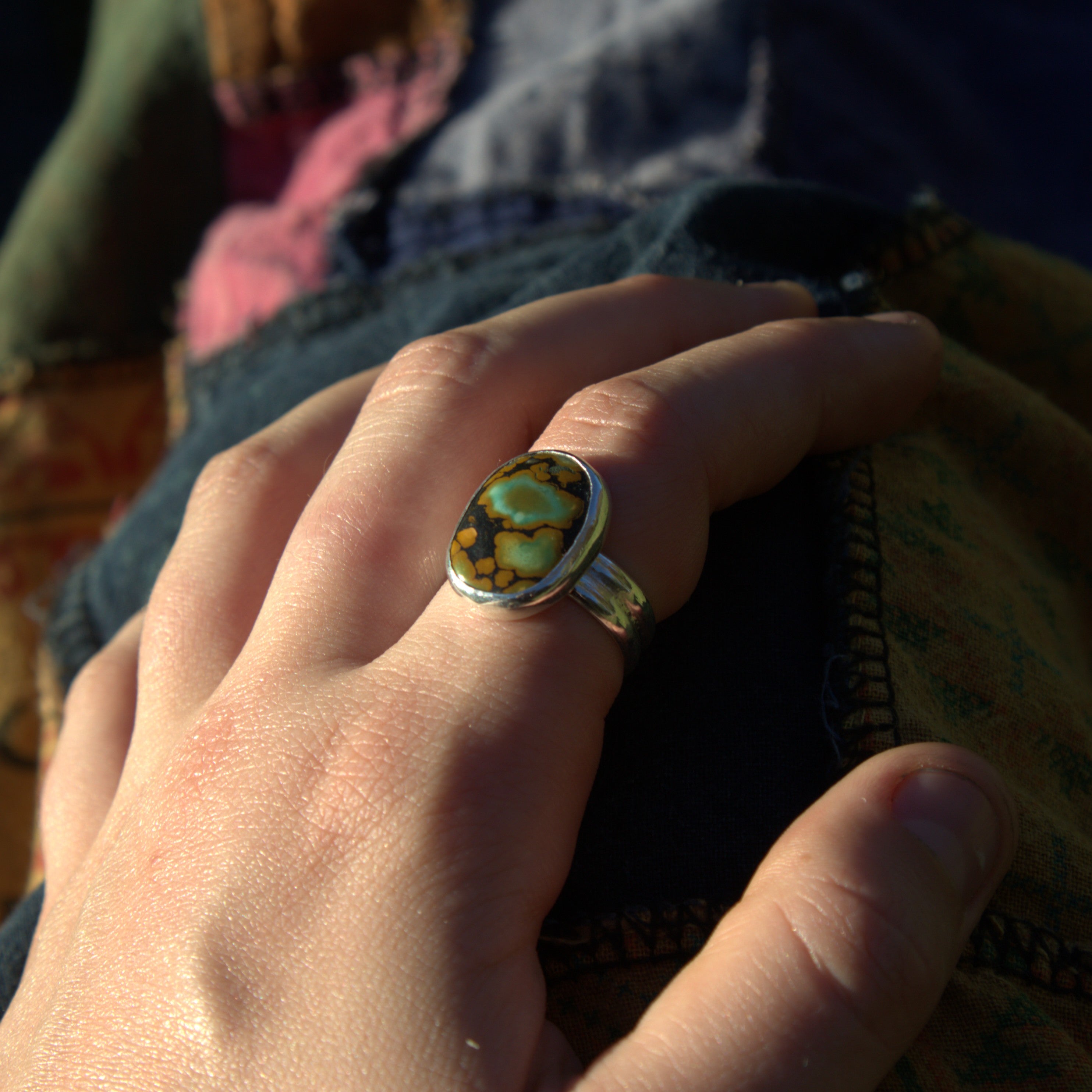 Handmade sterling silver Turquoise Ring with natural crystal – Emilia Rose Designs