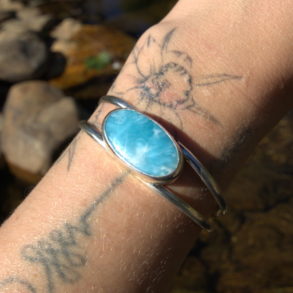 Handmade sterling silver Cuff with natural crystal – Emilia Rose Designs
