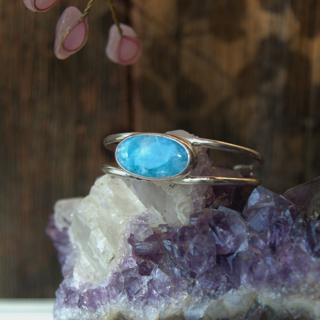 Handmade sterling silver Cuff with natural crystal – Emilia Rose Designs