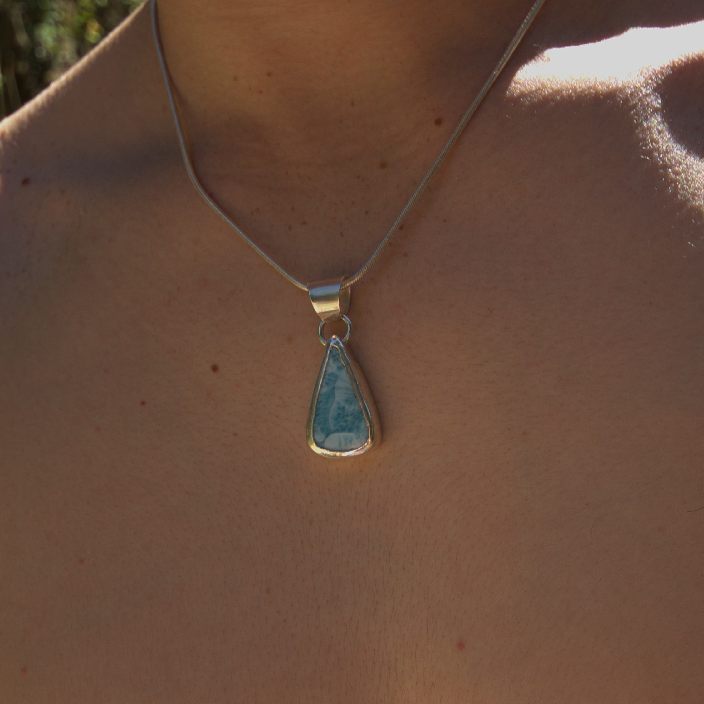 Larimar Mountain Back Pendant