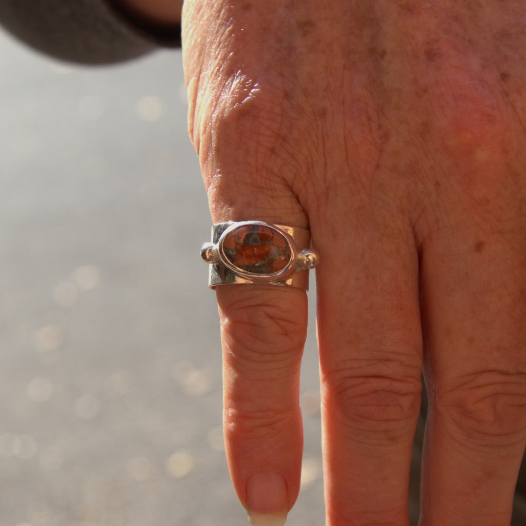 Handmade sterling silver Jasper Ring with natural crystal – Emilia Rose Designs