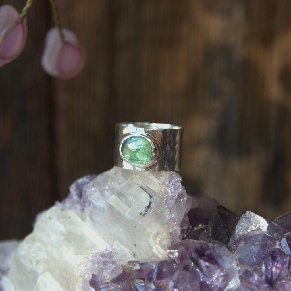 Handmade sterling silver Ring with natural crystal – Emilia Rose Designs
