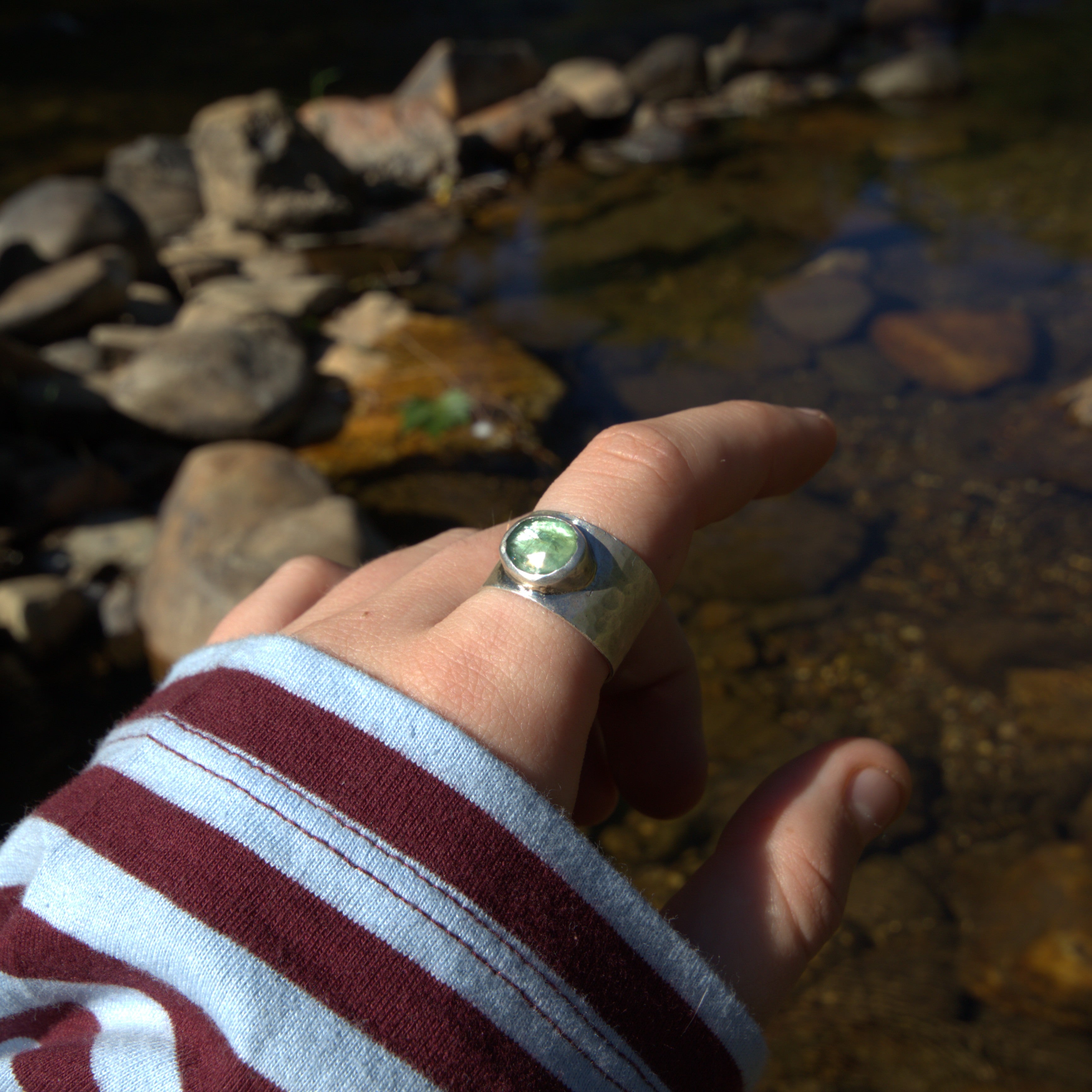 Mint Green Kyanite Ring, Size P 1/2 - 8