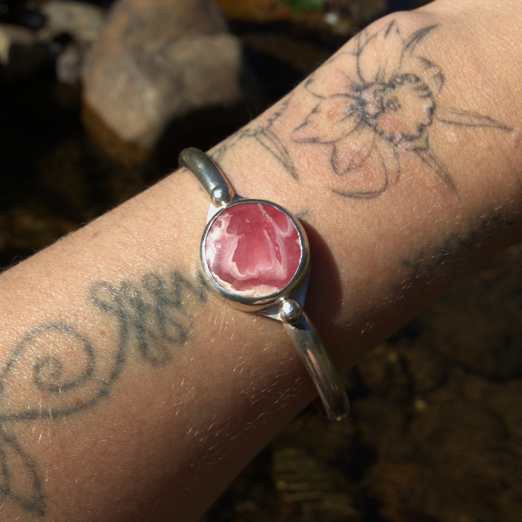 Handmade sterling silver Cuff with natural crystal – Emilia Rose Designs