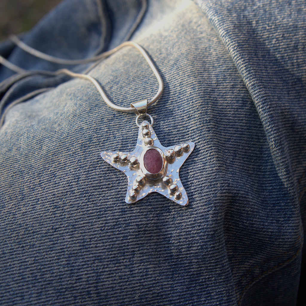 Handmade sterling silver Pendant with natural crystal – Emilia Rose Designs