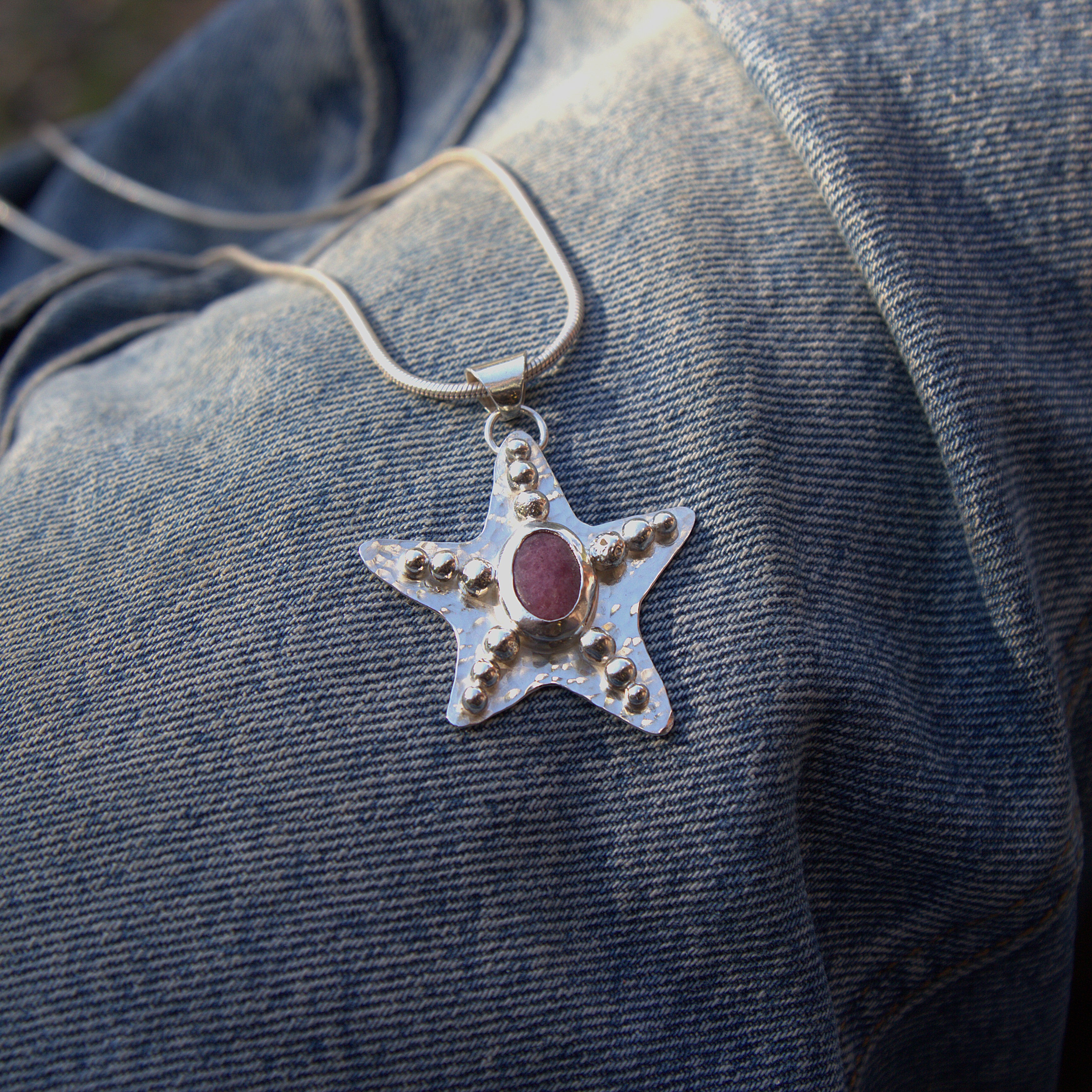 Rhodonite Starfish Pendant