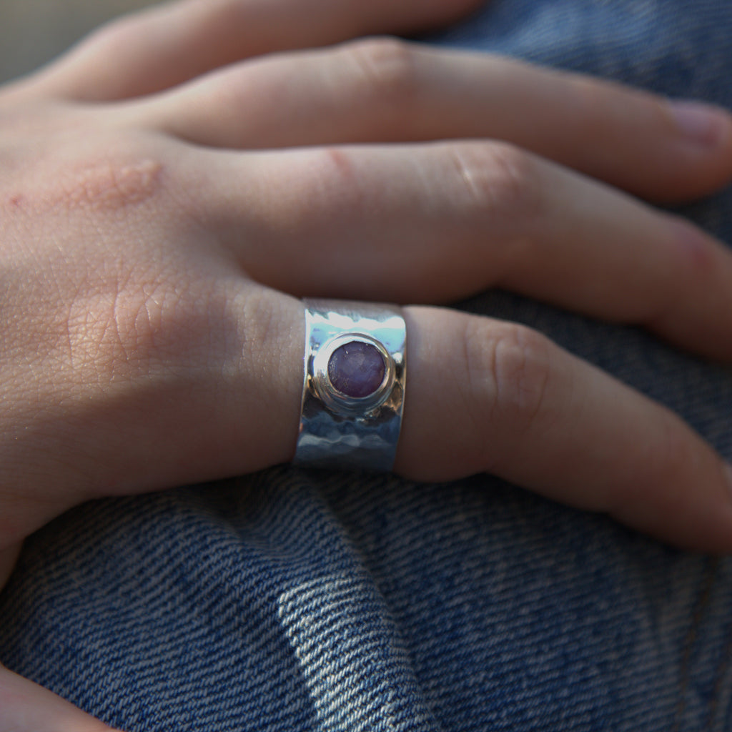 Handmade sterling silver Ring with natural crystal – Emilia Rose Designs