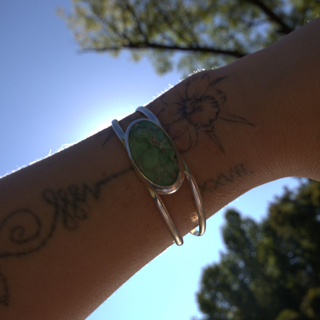 Handmade sterling silver Cuff with natural crystal – Emilia Rose Designs